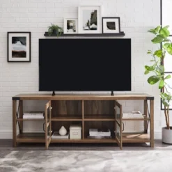 Sophie Rustic Farmhouse X Frame Glass Doors TV Stand For TVs Up To 80" Rustic Oak - Saracina Home 19 Sophie Rustic Farmhouse X Frame Glass Doors TV Stand For TVs Up To 80" Rustic Oak - Saracina Home -Saracina Home GUEST ab282666 78bc 4f32 95d1 fde89840ca0c