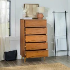 Mid-Century Modern Contoured 5 Drawer Chest Of Drawers - Saracina Home 22 Mid-Century Modern Contoured 5 Drawer Chest Of Drawers - Saracina Home -Saracina Home GUEST ac3142e8 8860 4ea9 a029 c515f6848ecc