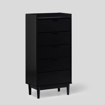 Mid-Century Modern Solid Wood 5 Drawer Chest Of Drawers - Saracina Home 2 Mid-Century Modern Solid Wood 5 Drawer Chest Of Drawers - Saracina Home - Image 2