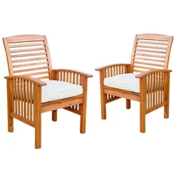 2pk Acacia Wood Patio Chairs With Cushions - Saracina Home 18 2pk Acacia Wood Patio Chairs With Cushions - Saracina Home -Saracina Home GUEST acd7214a 76b0 403e 972d 5efea809fff0