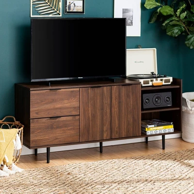 Rockwell Modern Storage TV Stand For TVs Up To 43" Brown - Saracina Home 1 Rockwell Modern Storage TV Stand For TVs Up To 43" Brown - Saracina Home