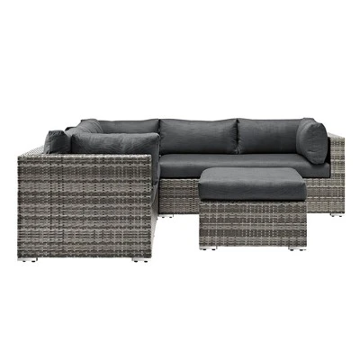 4pc Metal Multi-Shade Rattan Sectional - Gray - Saracina Home 2 4pc Metal Multi-Shade Rattan Sectional - Gray - Saracina Home - Image 2