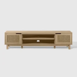 Modern Boho Storage TV Stand For TVs Up To 80" With Rattan Doors - Saracina Home -Saracina Home GUEST b0d8acef 9f03 4235 95e4 57c3710f0a4e