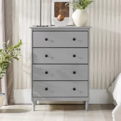 Stiva Classic Mid-Century Modern Vertical 4 Drawer Dresser Gray - Saracina Home 19 Stiva Classic Mid-Century Modern Vertical 4 Drawer Dresser Gray - Saracina Home -Saracina Home GUEST b17e12e6 10b7 4997 9975 99310ea2dd7e