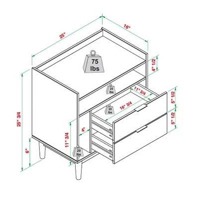 2pk Mid-Century Modern Solid Wood 2 Drawer Storage Nightstands - Saracina Home 10 2pk Mid-Century Modern Solid Wood 2 Drawer Storage Nightstands - Saracina Home - Image 10