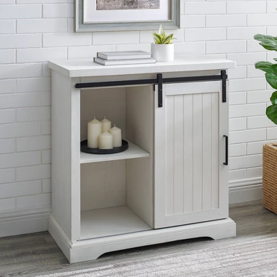 Tertia Grooved Sliding Barn Door Transitional Accent Cabinet - Saracina Home 1 Tertia Grooved Sliding Barn Door Transitional Accent Cabinet - Saracina Home