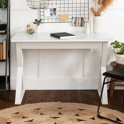 Glass Top Writing Desk With Drawer - Saracina Home 8 Glass Top Writing Desk With Drawer - Saracina Home - Image 8