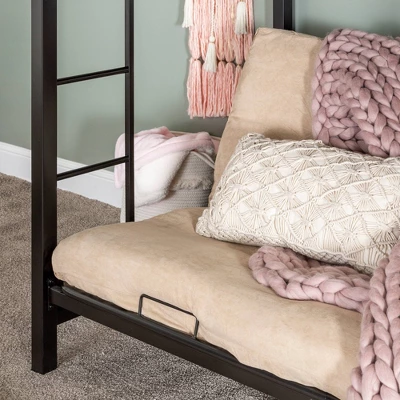 Twin Over Futon Analise Metal Bunk Bed Black - Saracina Home 2 Twin Over Futon Analise Metal Bunk Bed Black - Saracina Home - Image 2