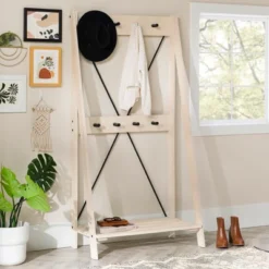 68" Solid Wood X Back Angled Hall Tree White Wash - Saracina Home 24 68" Solid Wood X Back Angled Hall Tree White Wash - Saracina Home -Saracina Home GUEST bc4a95c3 3e92 4bee af94 a5531e3bc496