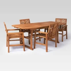 5pc Slatted Extendable Acacia Wood Patio Dining Set - Saracina Home -Saracina Home GUEST bc70cb01 d877 45b9 abc8 5ef3dadb9cf0