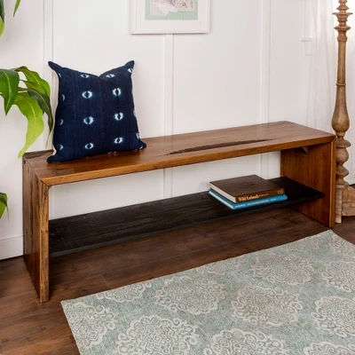 58" Solid Rustic Reclaimed Wood Entry Bench - Saracina Home 1 58" Solid Rustic Reclaimed Wood Entry Bench - Saracina Home
