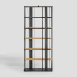 79" Modern 6 Shelf With Metal Bar Bookcase Coastal Oak/Black - Saracina Home 13 79" Modern 6 Shelf With Metal Bar Bookcase Coastal Oak/Black - Saracina Home -Saracina Home GUEST c1524d0f 09b5 429f 8c7f 80ab8daf93ad