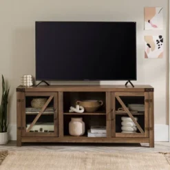 Clarabelle Transitional Glass Barn Door TV Stand For TVs Up To 65" - Saracina Home 20 Clarabelle Transitional Glass Barn Door TV Stand For TVs Up To 65" - Saracina Home -Saracina Home GUEST c23d4c35 3bb3 41b9 bb06 7cceb76937e5