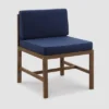 Modular Acacia Wood Armless Patio Chair With Cushion - Dark Brown/Navy - Saracina Home
