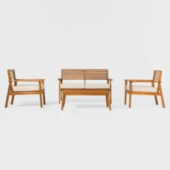 Saracina Home 4pc Mid-Century Modern Slatted Acacia Outdoor Patio Conversation Furniture Set 14 Saracina Home 4pc Mid-Century Modern Slatted Acacia Outdoor Patio Conversation Furniture Set -Saracina Home GUEST c4d7d1d2 081c 481c b87f 5213fd61bac6