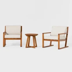 Saracina Home 3pc Modern Slat-Back Acacia Outdoor Conversation Set With Cushions 8 Saracina Home 3pc Modern Slat-Back Acacia Outdoor Conversation Set With Cushions -Saracina Home GUEST c5f0efa3 a546 441a a62d 8991ad328bec