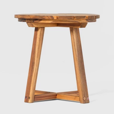Saracina Home Modern Slatted Round Acacia Accent Table 6 Saracina Home Modern Slatted Round Acacia Accent Table - Image 6
