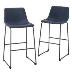Set Of 2 Laslo Modern Upholstered Faux Leather Barstools - Saracina Home 22 Set Of 2 Laslo Modern Upholstered Faux Leather Barstools - Saracina Home -Saracina Home GUEST c8a50b3f e53f 45a3 9849 a53a3762f432