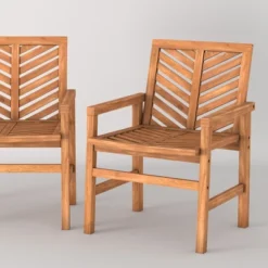 2pk Slatted Chevron Acacia Wood Patio Chairs - Saracina Home 33 2pk Slatted Chevron Acacia Wood Patio Chairs - Saracina Home -Saracina Home GUEST ca9c3fbc 1512 40f2 add5 06b7a05bd59e