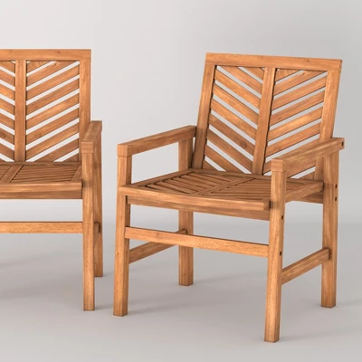 2pk Slatted Chevron Acacia Wood Patio Chairs - Saracina Home 14 2pk Slatted Chevron Acacia Wood Patio Chairs - Saracina Home - Image 14