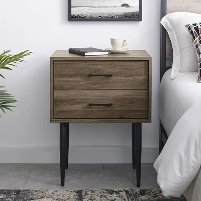 Ora Mid-Century Modern 2 Drawer Nightstand - Saracina Home 1 Ora Mid-Century Modern 2 Drawer Nightstand - Saracina Home