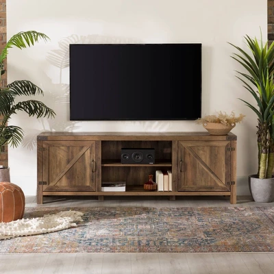 Modern Industrial Barn Door TV Stand For TVs Up To 80" - Saracina Home 7 Modern Industrial Barn Door TV Stand For TVs Up To 80" - Saracina Home - Image 7