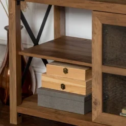 Sophie Rustic Farmhouse X Frame Glass Doors TV Stand For TVs Up To 80" Rustic Oak - Saracina Home 25 Sophie Rustic Farmhouse X Frame Glass Doors TV Stand For TVs Up To 80" Rustic Oak - Saracina Home -Saracina Home GUEST d0b45f21 041d 413e bebc bbe7a5ae13a6