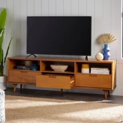 Cara 3 Drawer Mid-Century Modern 3 Drawer TV Stand For TVs Up To 80" - Saracina Home 24 Cara 3 Drawer Mid-Century Modern 3 Drawer TV Stand For TVs Up To 80" - Saracina Home -Saracina Home GUEST d0c50bac b70e 4f4a 80ee 5b7b6555975b