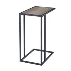 23" Modern Rectangle Two-Tone C Side Table With Metal Base - Saracina Home -Saracina Home GUEST d20774fc 5fe4 4fa9 bf5f cf9fd585efd4