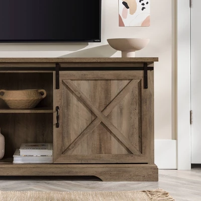 Clarabelle Double Sliding X Barn Door TV Stand For TVs Up To 80" - Saracina Home 13 Clarabelle Double Sliding X Barn Door TV Stand For TVs Up To 80" - Saracina Home - Image 13