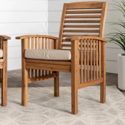 2pk Acacia Wood Patio Chairs With Cushions - Saracina Home 15 2pk Acacia Wood Patio Chairs With Cushions - Saracina Home -Saracina Home GUEST d340493c 7146 44bb ac78 ce1f986675be