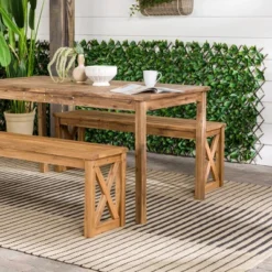 3pc Acacia Wood X Design Outdoor Patio Dining Set - Brown - Saracina Home 13 3pc Acacia Wood X Design Outdoor Patio Dining Set - Brown - Saracina Home -Saracina Home GUEST d443785c 83db 4334 bf12 a97492ae3d88