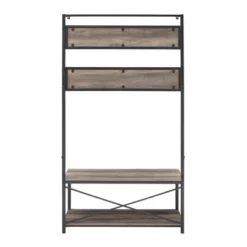72" Industrial Farmhouse Metal And Wood Hall Tree Gray Wash - Saracina Home 9 72" Industrial Farmhouse Metal And Wood Hall Tree Gray Wash - Saracina Home -Saracina Home GUEST d69cde4c 7309 4cd5 8f50 c9aa8116027a