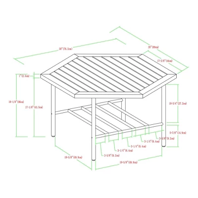 Saybrook Modern Metal And Wood Patio Hexagon Coffee Table - Dark Brown - Saracina Home 11 Saybrook Modern Metal And Wood Patio Hexagon Coffee Table - Dark Brown - Saracina Home - Image 11