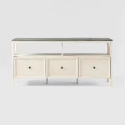 Farmhouse 3 Drawer Wood TV Stand For TVs Up To 65" - Saracina Home -Saracina Home GUEST d9730f71 b9b6 492b a5cf a4fc4c23ddea