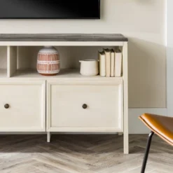 Farmhouse 3 Drawer Wood TV Stand For TVs Up To 65" - Saracina Home -Saracina Home GUEST db616c55 957b 4465 80b7 0cddcd1d7792