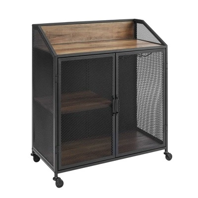 Urban Industrial Metal Mesh Bar Cart With Wheels - Saracina Home 8 Urban Industrial Metal Mesh Bar Cart With Wheels - Saracina Home - Image 8