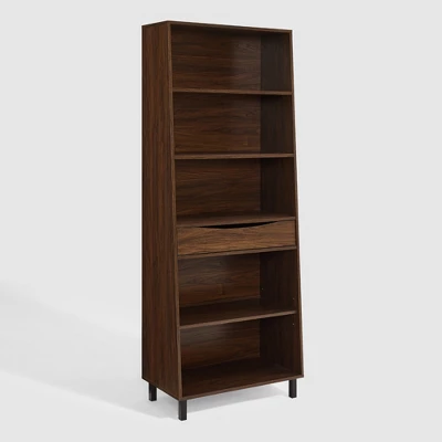 72.5" Mid-Century Modern 1 Drawer Angled Bookshelf - Saracina Home 11 72.5" Mid-Century Modern 1 Drawer Angled Bookshelf - Saracina Home - Image 11