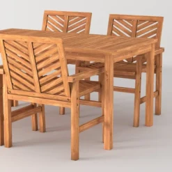 5pc Slatted Chevron Acacia Wood Patio Dining Set - Saracina Home -Saracina Home GUEST df078156 8244 4740 a999 152151ba0247
