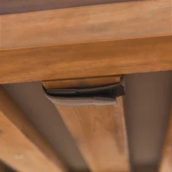 Galia 2pc Square Leg Acacia Wood Chair And Ottoman With Cushions - Brown - Saracina Home -Saracina Home GUEST e0498508 3588 42e3 a60d dcaac42702f2