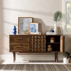 58" Modern Boho Solid Pine Wood Closed Storage Sideboard Brown - Saracina Home 37 58" Modern Boho Solid Pine Wood Closed Storage Sideboard Brown - Saracina Home -Saracina Home GUEST e0faa818 6c0e 481d a005 d8363b8fdf65