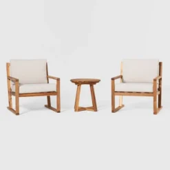 Saracina Home 3pc Modern Slat-Back Acacia Outdoor Conversation Set With Cushions 11 Saracina Home 3pc Modern Slat-Back Acacia Outdoor Conversation Set With Cushions -Saracina Home GUEST e228f191 c7e4 49f0 8884 eecb92073a20