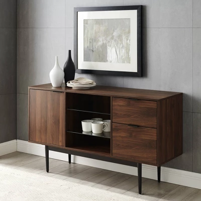 Timothy Modern Lifted Triple Storage Sideboard Dark Walnut - Saracina Home 3 Timothy Modern Lifted Triple Storage Sideboard Dark Walnut - Saracina Home - Image 3