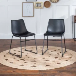 Set Of 2 Laslo Modern Upholstered Faux Leather Dining Chairs - Saracina Home -Saracina Home GUEST e921ecff 5d1c 46bf 8a40 c3330f7f710d