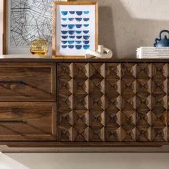 58" Modern Boho Solid Pine Wood Closed Storage Sideboard Brown - Saracina Home 33 58" Modern Boho Solid Pine Wood Closed Storage Sideboard Brown - Saracina Home -Saracina Home GUEST eb89482d b402 49b4 8691 6df6297e3bd9