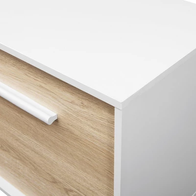 Modern 2 Door TV Stand For TVs Up To 65" Solid White/Coastal Oak/White - Saracina Home 7 Modern 2 Door TV Stand For TVs Up To 65" Solid White/Coastal Oak/White - Saracina Home - Image 7