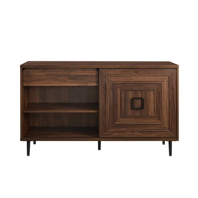52" Modern Sliding Door Sideboard Dark Walnut - Saracina Home 1 52" Modern Sliding Door Sideboard Dark Walnut - Saracina Home
