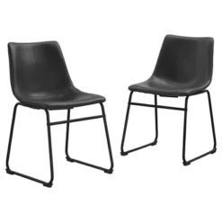 Set Of 2 Laslo Modern Upholstered Faux Leather Dining Chairs - Saracina Home -Saracina Home GUEST f09ca4a2 22b8 4c1e 90a5 214c5268ba1a