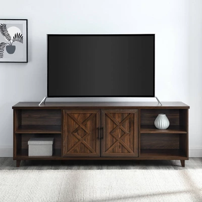 Whitton Modern Transitional Geometric 2 Door TV Stand For TVs Up To 80" - Saracina Home 1 Whitton Modern Transitional Geometric 2 Door TV Stand For TVs Up To 80" - Saracina Home