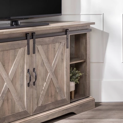 Robinson Rustic Transitional Sliding Barn Door Corner TV Stand For TVs Up To 58" - Saracina Home 9 Robinson Rustic Transitional Sliding Barn Door Corner TV Stand For TVs Up To 58" - Saracina Home - Image 9